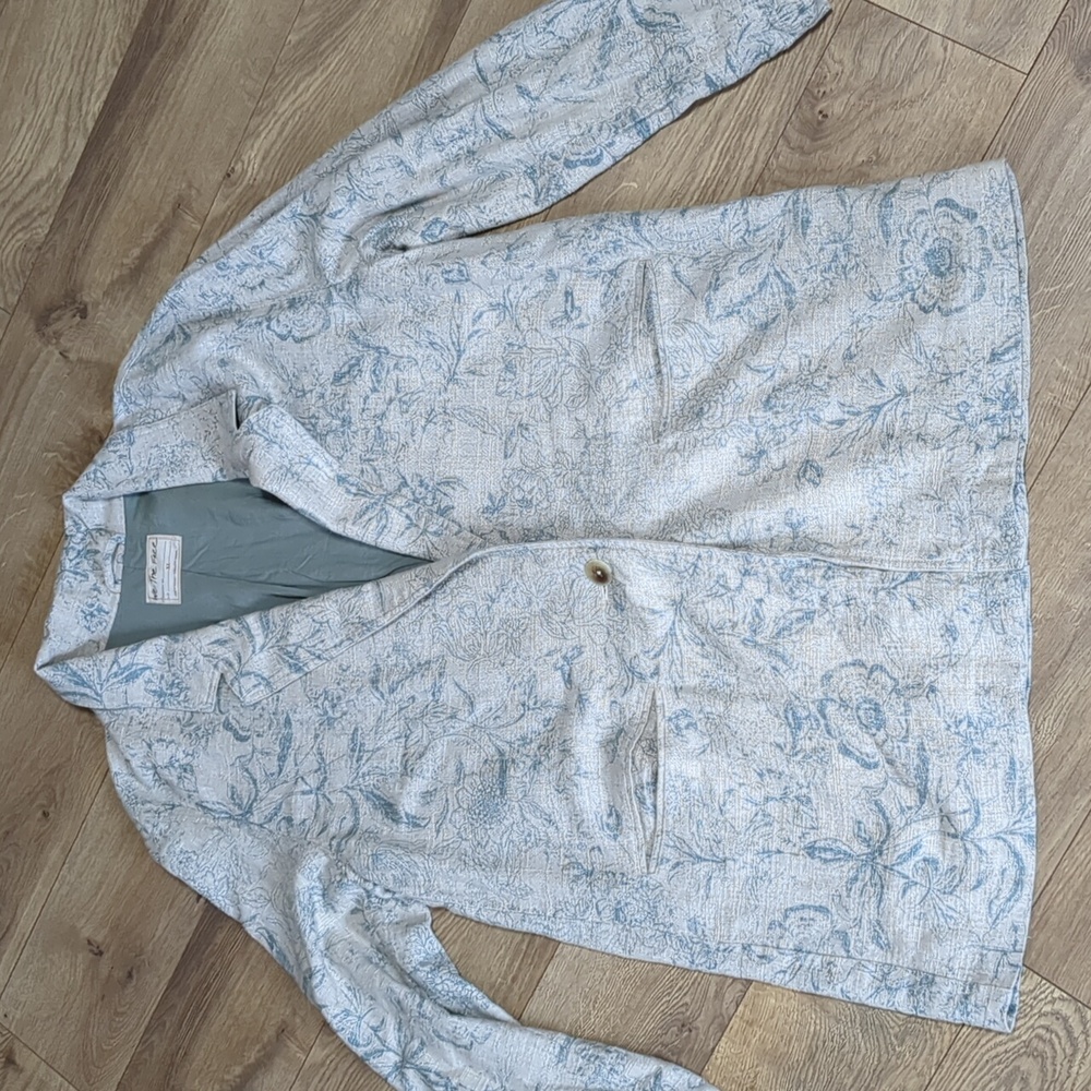 We The Free Beckett Linen Blend Floral Oversized Blazer Jacket in Sage Size XL - Picture 6 of 14